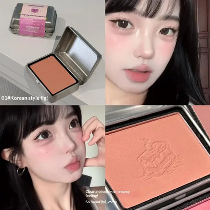 "1Pc HERORANGE Iron Box Cheek Blush Mineral Powder Long-Lasting Facial Contour Tint Single Color Cosmetics Blush Palette