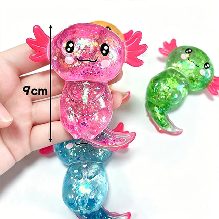 Glitter Maltose Axolotl Squishy Squeeze Toy Cute Fun Anxiety Relief Salamander Slow-rebound Stress Balls Fidgets Toys