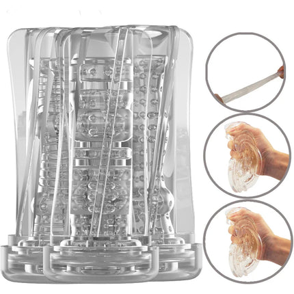 Male Masturbator Cup Soft Pussy Sex Toys Transparent Vagina Adult Endurance Exercise Adult supplies Vacuum Pocket Cup for Men