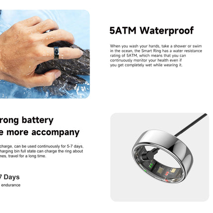 IMIKI Smart Ring 1 vibration Global System health Monitoring Heart Rate Blood Oxygen Saturation 5ATM Waterproof Men and Women