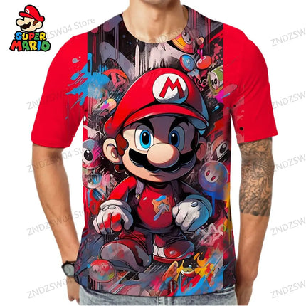 Mario 2024 Y2k Harajuku Style Men's Children's T-Shirt Quick Dry Parent-child Wear Tops Streetwear Fashion 110-6XL Oversize Man