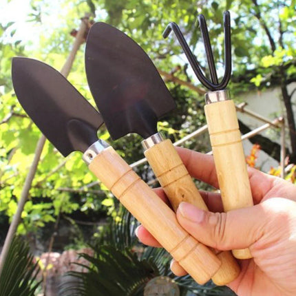 3Pcs/Set Mini Garden Tool Set Wooden Handle Shovel Rake Shovel Shovel Rake Spade for Garden Plants Flower Pot Cactus Vegetables