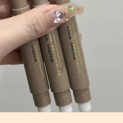 Double-ended Contour Brush Pen Face Shaping Stick Matte Highlighting & Covering Contouring Makeup Concealer Pen Long-lasting