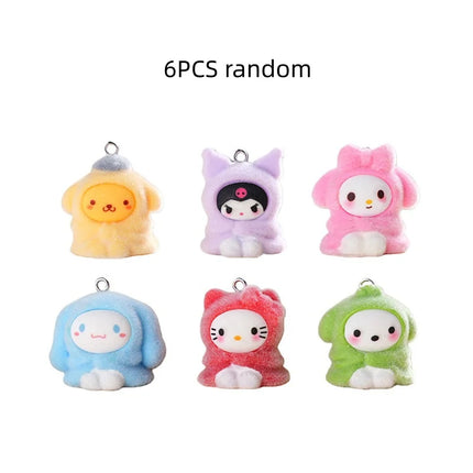 6/60PCS Cute Plush Keychain Pendant Resin Doll Bag Hanging Jewelry DIY Jewelry Accessories