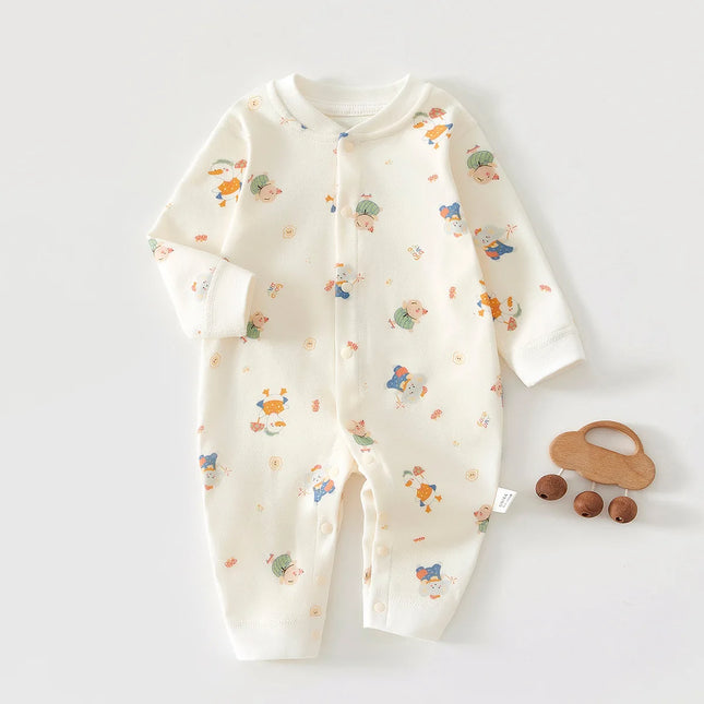 0-18M Baby Pure Cotton Onesie All Seasons Long Sleeve Crawling Suit for Boys and Girls Spring and Autumn Outwear Base Layer