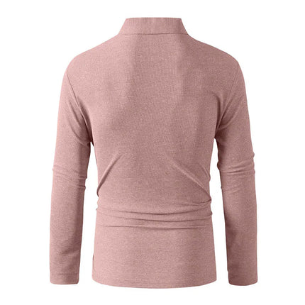 New Men's Business Casual Long Sleeved Shirt Solid Color Polo Shirt Fashionable Breathable Comfortable Versatile Top