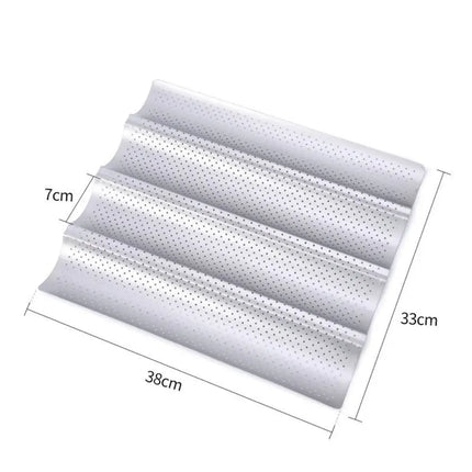 New Nonstick Baguette Baking Tray 2/4 Grooves Bakeware Baguette Mold Baking Tool Waves French Bread Baking Pan