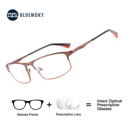 BLUEMOKY Metal Eyebrow Prescription Glasses for Men Fashion Square Photochromic Optical Eyeglasses Progressive Eyewear