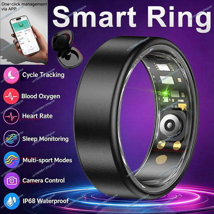 2026 New Smart Ring Heart Rate Blood Pressure Sleep Monitoring Motion Tracking IP68 Waterproof Men Women Smart Ring Holiday Gift