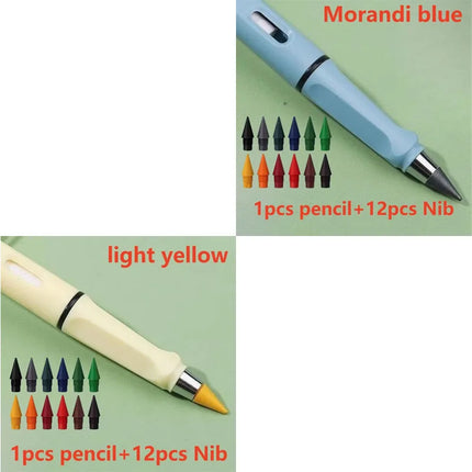 1/2set Kawaii 12 Colors Eternal Pencil No Ink Unlimited Pencils School Kids Art Painting Color Sketch Writing Stationery