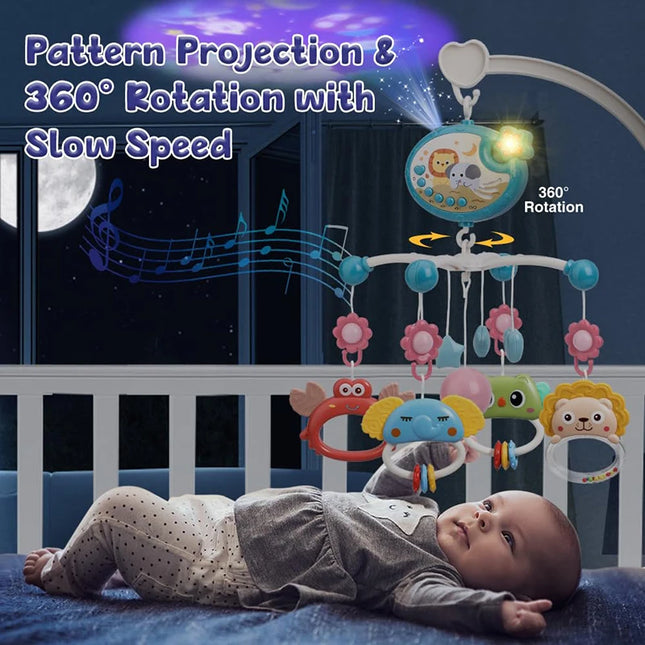 Musical Baby Crib Mobile with Lights Music Projection for Infants Remote Control Crib Toys for Newborn Baby Mobile for Cribs