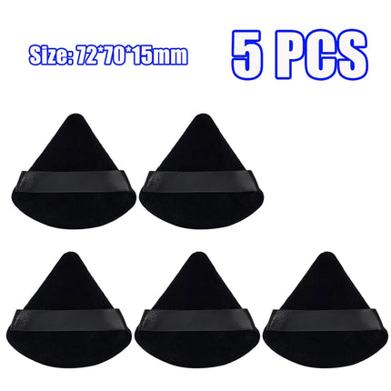 1-60pcs Triangle Velvet Powder Puff Soft Washable Sponge Black Pink Cosmetic Puffs Loose Powder Facial Beauty Makeup Accessories