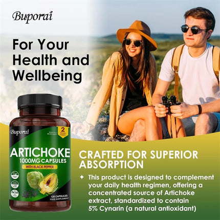 Artichoke 1000mg Capsules - Benefits Liver Health and Digestive System, Improves Energy, and Promotes Overall Well-being