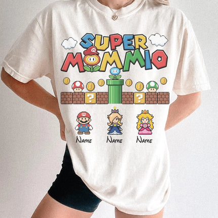 Super Mario Printed Pixel Style T-shirt Men and Women Summer Cotton Clothing Cartoon Round Neck Short Sleeved Tee Streetwear