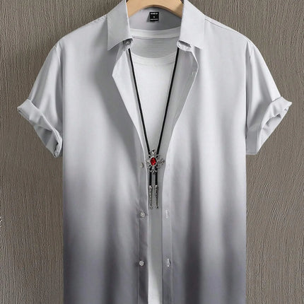Men's Summer Gradient Design 3D Graphic Print Short Sleeve Shirt Streetwear Loose Casual Hawaiian Shirt