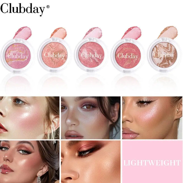 Three Color Pork Belly Highlighter Blush Face Marble Pattern Shimmer All In One Palette Lightweight Silky Texture Long Lasting