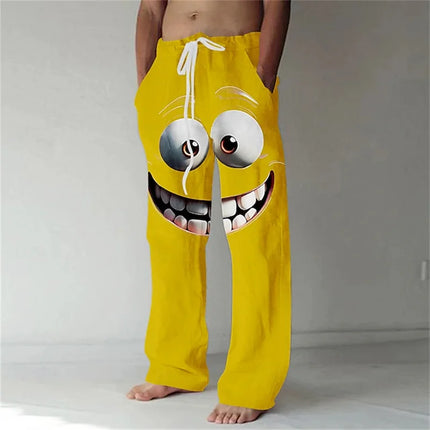New Fashionable 3D Custom Print Casual Pants Men's New Fashionable Outdoor Straight-Leg Pants Drawstring Design Relaxed Fit