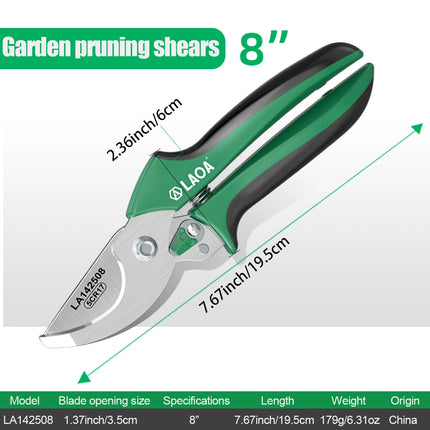 LAOA Garden Pruning Shears 8" Multipurpose Scissors Fruit Picking Branch Cutting Gardening Hand Tool