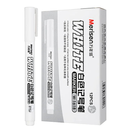 1/5pcs White Permanent Paint Pen Fine Head White Marker 1mm Quick-Drying Oil Waterproof Graffiti Pens Tire Fabric Wood Painting