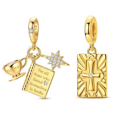 Gold Color Charms 925 Sterling Silver Original Golden Safety Chain Round Spacer Clip Charm DIY Jewelry For Women Bracelet Gift