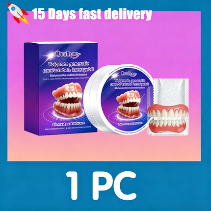 Soft Silicone Snap-On Denture Kit – Realistic Upper Lower Teeth, Instant Comfort, Strong Secure Hold, Natural Smile Replacement