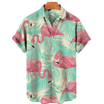 Men's casual shirt plant printed summer clothing Hawaiian short sleeved 2023 medieval vintage beach vacation top