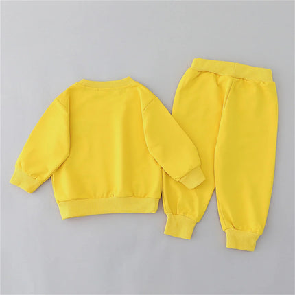 2PCS Children's Set Spring and Autumn Simple Little Bear Head Round Neck Long Sleeve Pants