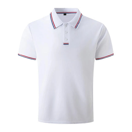 Men's Quick-Drying Solid Color Polo Shirt Summer Elastic Collared Short-Sleeved Sports T-Shirt for Active Wear