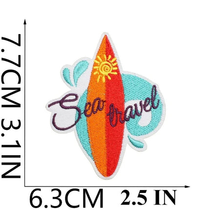 10PCS Couple BULK Vacation Embroidery Cloth Sticker Summer Beach Patch Clothes Decoration Swimming Ring Beach Ball Computer