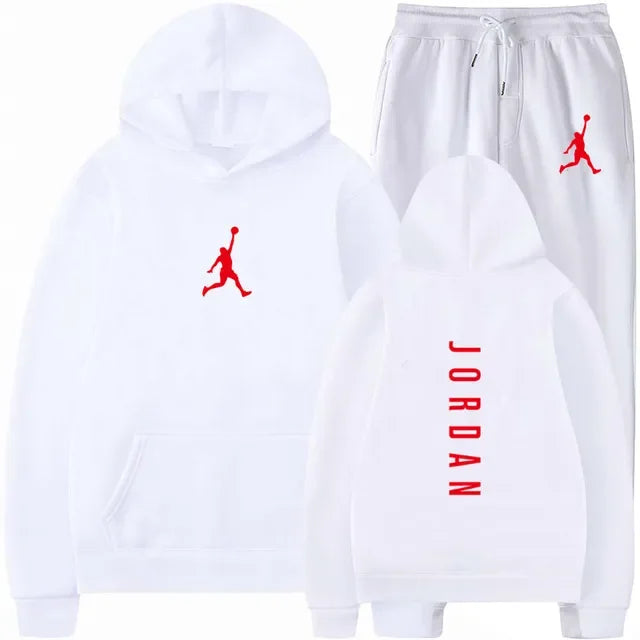 Men's Autumn and Winter Pullover Set, Solid Color Hoodie + Stretch Waist Jogging Pants Two-Piece Set, Fashionable Outdoor Casual Wear