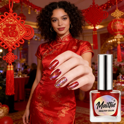 WA510 Lucky- 12ml No-bake Cat's Eye Water-based Nail Polish, Oderless, With a magnet, dry quickly No need UV lamp, easy to tear