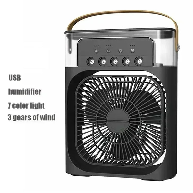 Portable 3 In 1 Mini Air Conditioner Fan Humidifier LED Night Light Adjustable Wind Speed Desktop Cooler For Bedroom Office Stud