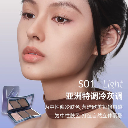 Kaleidos Contour Highlighter Palette Powder Matte 3 Colors Natural Contouring High Glow Nose Shadow Lasting Face Brighten Makeup