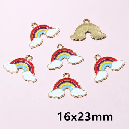 10pcs Rainbow Charms Cute Enamel Metal Charm Pendant for DIY Necklace Bracelet Jewelry Making