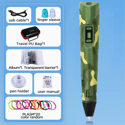 3D Pen Drawing Printing Pen With LCD Screen Compatible PLA Filament Toys Safe Paiting for Children DIY Toy Gift