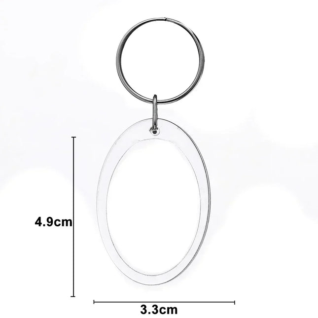 1/100pcs Blank Acrylic Picture Keychain DIY Clear Insert Photo Split Key Ring Frame Key Chains Anniversary Graduation Gift