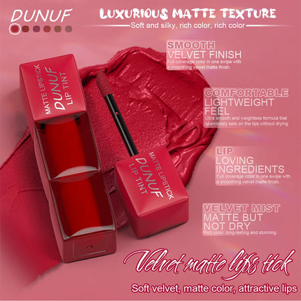 Liquid Velvet Matte Lipstick Long-lasting Waterproof Lip Gloss Lip Glaze Non-Stick Cup Nude Red High Pigment Y2K Christmas Gift