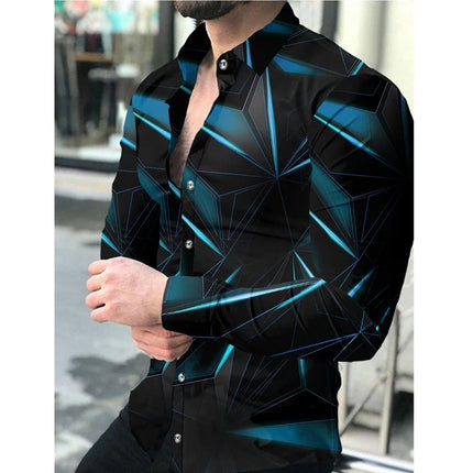 2024 Men's  Long Sleeve Shirt Casual All-match Fashion Street Men's Shirt Lapel Single-breasted Long Sleeve Top Men's Clothing