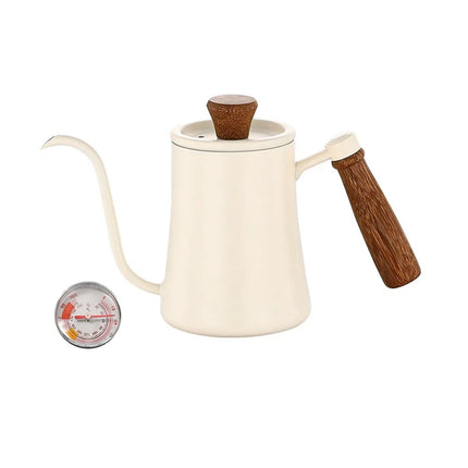 Stainless Steel Goose Neck Coffee Pot Drip Port Wooden Handle Long Narrow Drip Carafe Anti-scald Scale Hand Brewing Kettle