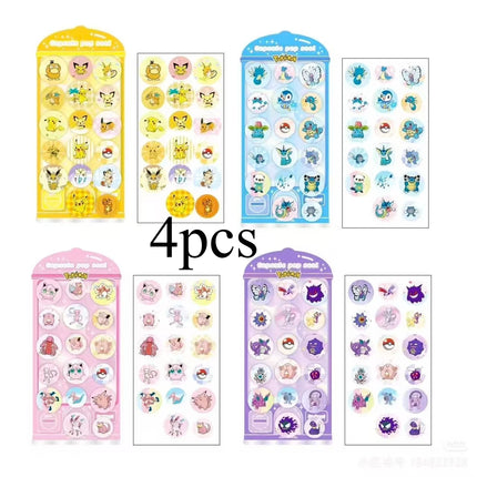 Pokemon  Epoxy 3D Puffy Stickers Cute Pikachu Gengar Squirtle Decals for Scrapbooking Journal Phone Kids Stationery DIY Gifts