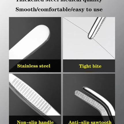 Stainless steel thick curved straight tweezers 48cm long teeth anti slip pet feeding tool, aquarium plant tweezers