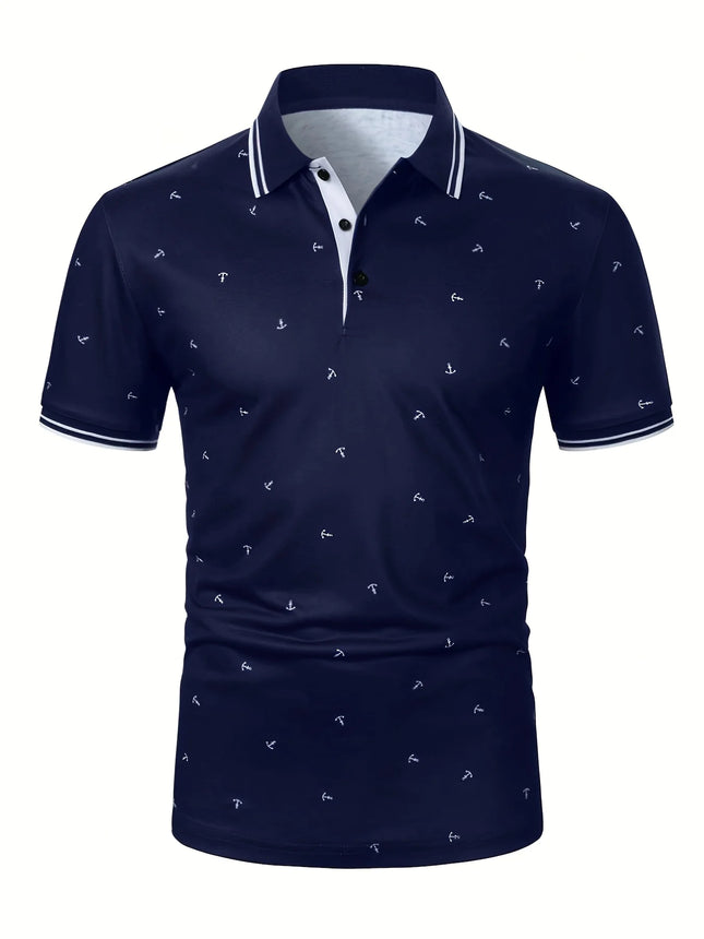 2026 Popular Men's Short Sleeved Polo Shirt 3D Digital Men's Fashion Casual Splicing Polka Dot Short Sleeved Fashion Polo Shirt