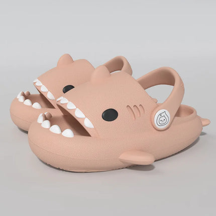 KIDMI Boys Girl Shark Slides Non-Slip Open Toe Cloud Sandals Cute Comfy Cushioned Thick Sole Slippers Cartoon Shower Slippers