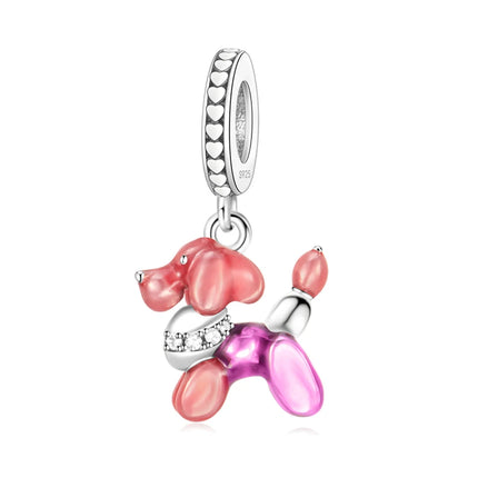 Hot Sale 925 Sterling Silver Dog Paw Print Fixed Clip & Shepherd Dog Dangle Charm Fits Bracelet Beloved Pet Pendant Gifts