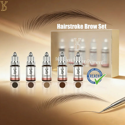 YDPMU REACH Certified Hybrid Eyebrows Pigment Set 12ml for Semi Permanent Makeup Microblading Ink Professional Tattoo Supplies
