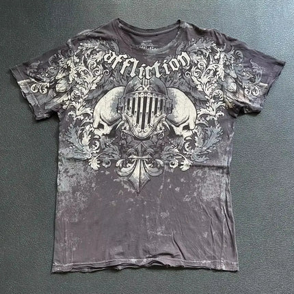 Affliction Out Of Print Short Sleeves Woman Hip Hop Black T Shirt Couple Y2K High Street Pure Cotton Tops Aesthetic Clothes