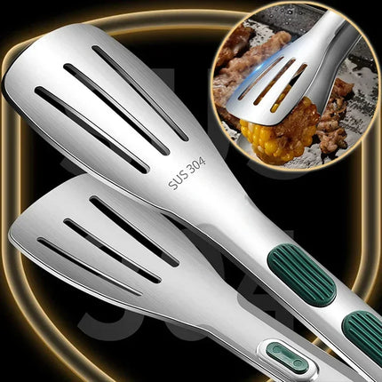 Stainless Steel Food Tongs Household Kitchen Thickened Heat-resistant Steak Tongs Food Buffet Barbecue Roasted Meat Bread Clips