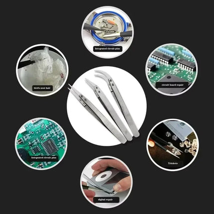 1200° Ceramic Tipped Stainless Steel Tweezers Tips Heat Pointed Resistant Tweezer Electronic Soldering Tweezers Fine Pointed Tip