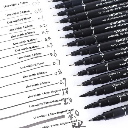 15/3 Size Fineliner Pens Black Micro Pigment Liner Pen Multiliner Drawing Pen for Artist Sketching Drawing Drafting Comic Design