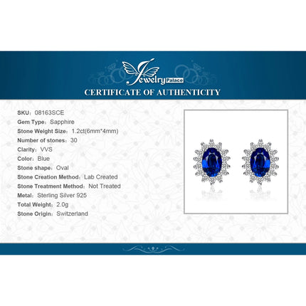 JewelryPalace Created Blue Sapphire Ruby 925 Sterling Silver Stud Earrings Natural Amethyst Garnet Peridot Topaz Princess Diana